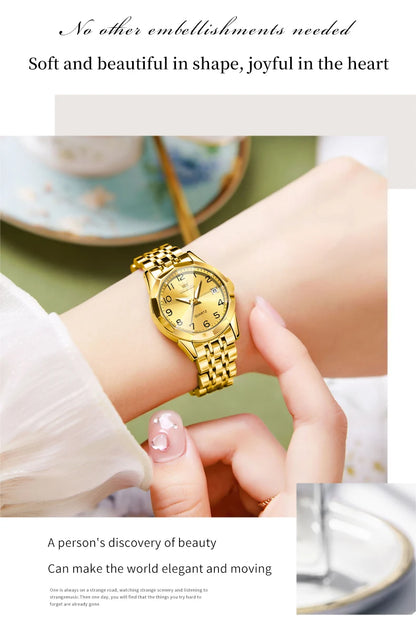 OLEVS 9970 Couple Watch For Men Women Luxury Number Dial Rhombus Mirror Quartz Hand Clock Stainless Steel Original Dress Watches