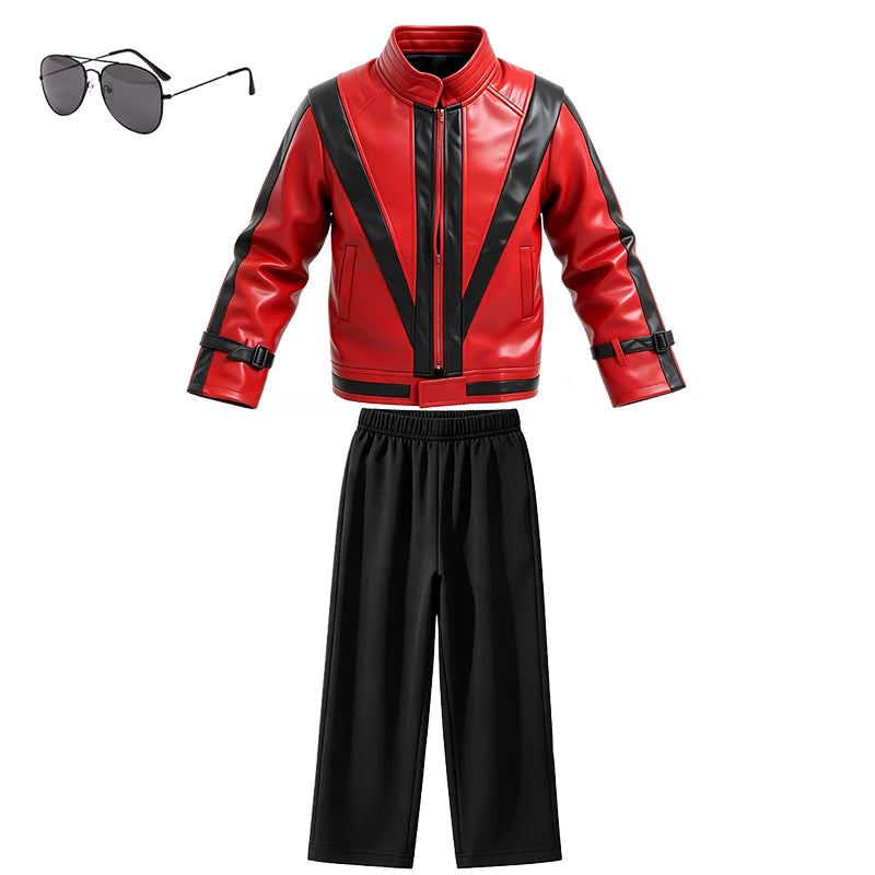 Pop Star Jackson Kids Clothes Halloween Cosplay 80s Singer Stage Performance Children's Costume Rock Disco Dancing Boys Outfits