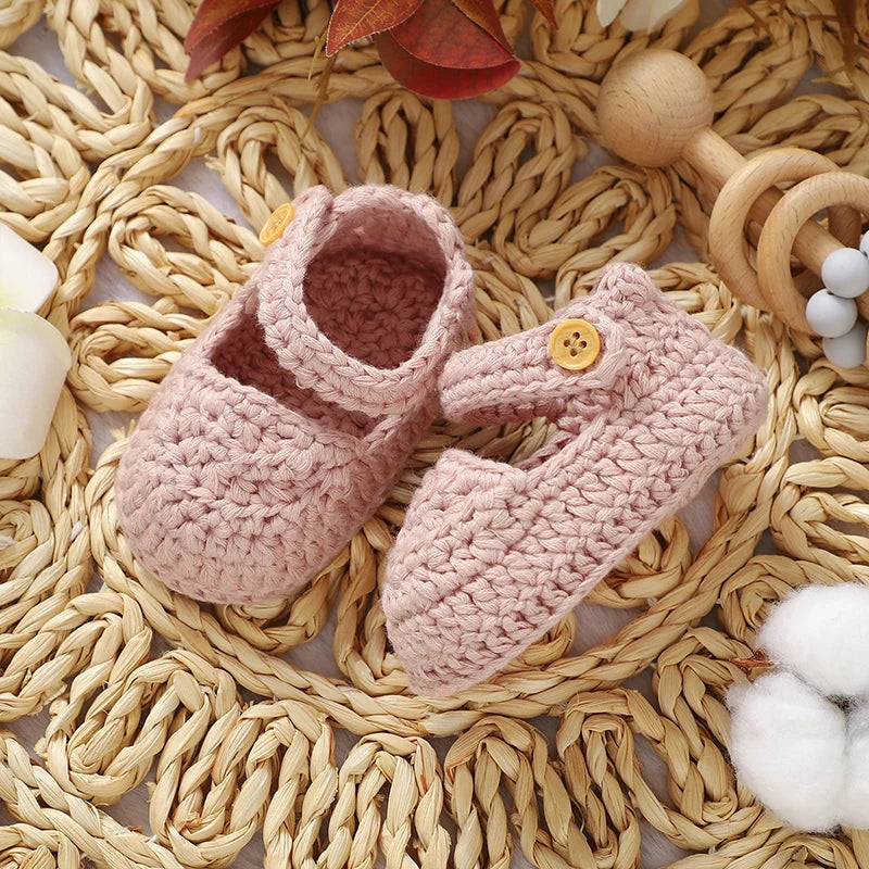 Newborn Baby Girl Shoes 0-1Y Fashion Pure Color Knit Infant Anti-Slip Soft Soled First Walkers Children Winter Walking Prewalker