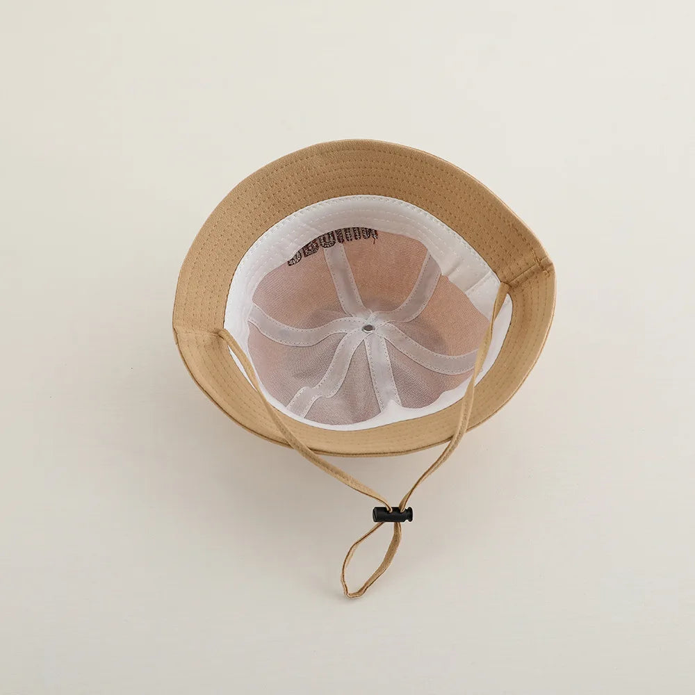New Embroidered Letter Baby Bucket Hats Spring Sunhat Fishing Hat Sunshade Visor Boy Girl Outdoor Fashion Beach Cap For 6-24M