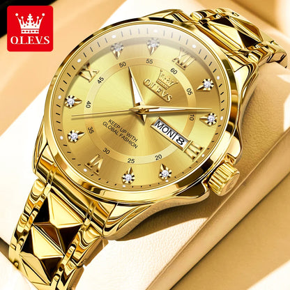 OLEVS 2906 Fashion Date Quartz Couple Watches Diamond Top Brand Luxury Watch For Men Women Waterproof Stainless Steel Wristwatch