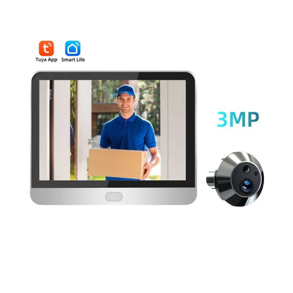 3MP Tuya Smart Security Outdoor House Door Video Eye With Camera Alexa PIR Motion Detect Wifi Peephole Door Camera For Home