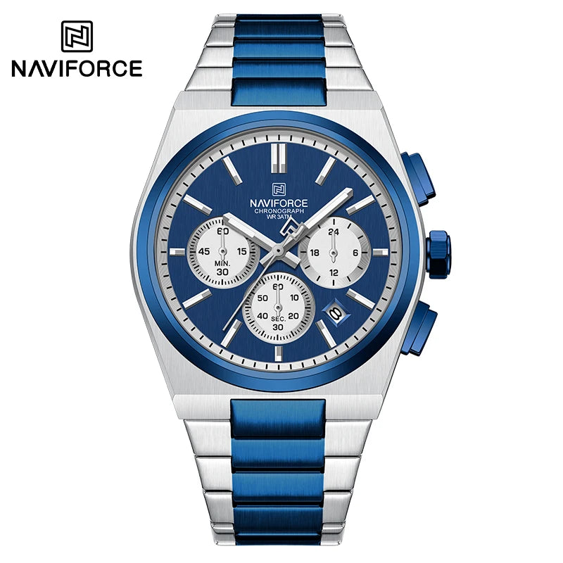 Top Brand NAVIFORCE Men and Women Quartz Chronograph Watch Stainless Band Stylish 24 Hours Date Display Couple Wristwatches 2024