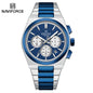 Top Brand NAVIFORCE Men and Women Quartz Chronograph Watch Stainless Band Stylish 24 Hours Date Display Couple Wristwatches 2024