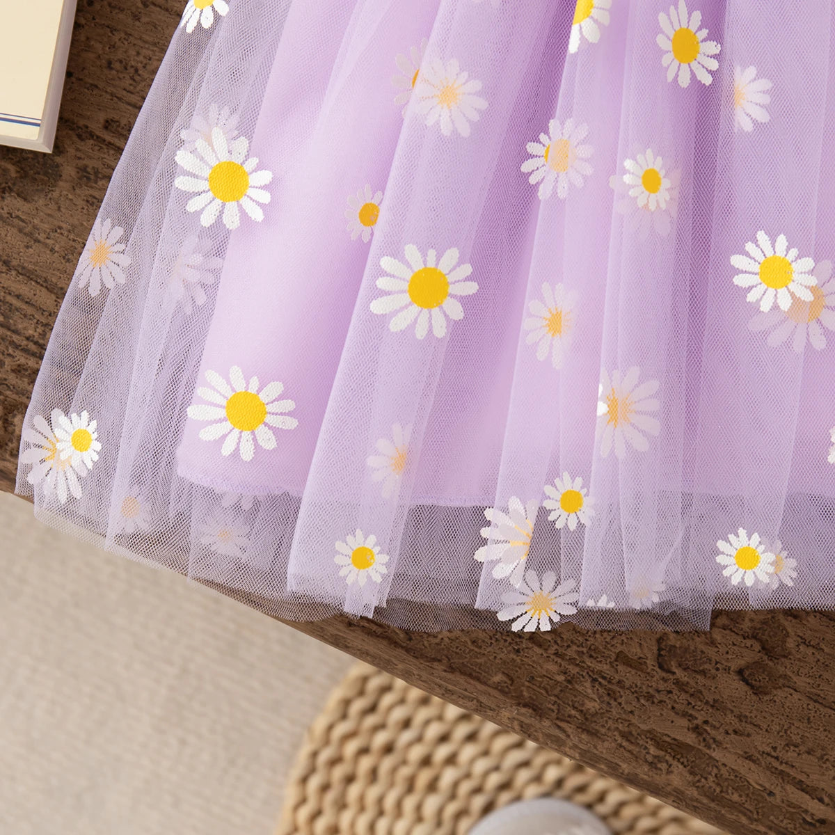 Baby Girl Dress Fashion Daisy Print Mesh Princess Dress Soft Comfortable Baby Outing Dress Girl Pink Birthday Gift