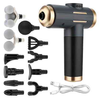 Electric Fascia Gun 24W 99 Gear Adjustable 11 Replacement Head Deep Tissue 8mm Percussion Massager Rechargeable Home Gym Massage
