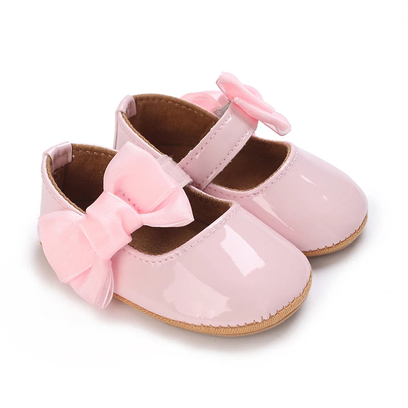 Toddler Girls' Fashionable Bowknot Princess Shoes, Comfortable Soft Mary Jane Flat Shoes Suitable For Parties And Various Activi