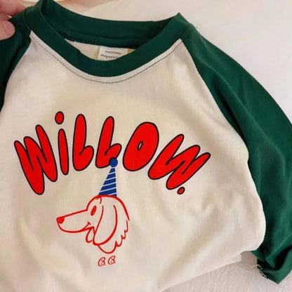 1-7y Toddler Infant Spring Autumn Tops Cartoon Printed Tees For Baby Girl Boy Long-Sleeved Casual Costume Fashion Patchwork Tees