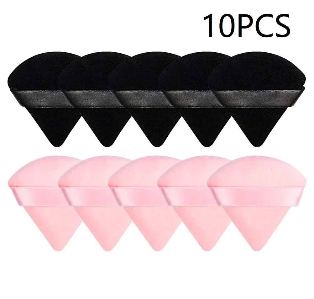 10PCS Triangle Finger Makeup Puff Soft Sponge Blender Wet Dry Powder Puff Reusable Portable Daily Face Cosmetic Beauty Tools