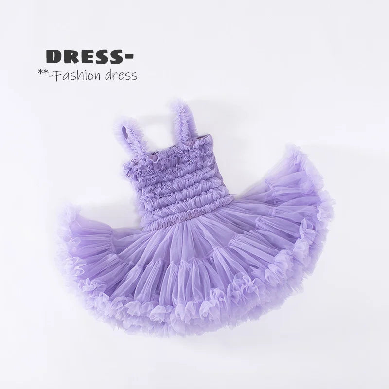 Girls Tutu Dress for Girls Baby Ball Gown Princess Party Vestido Casual Ruffled Bubble Photography Dresses Children Clothes L017