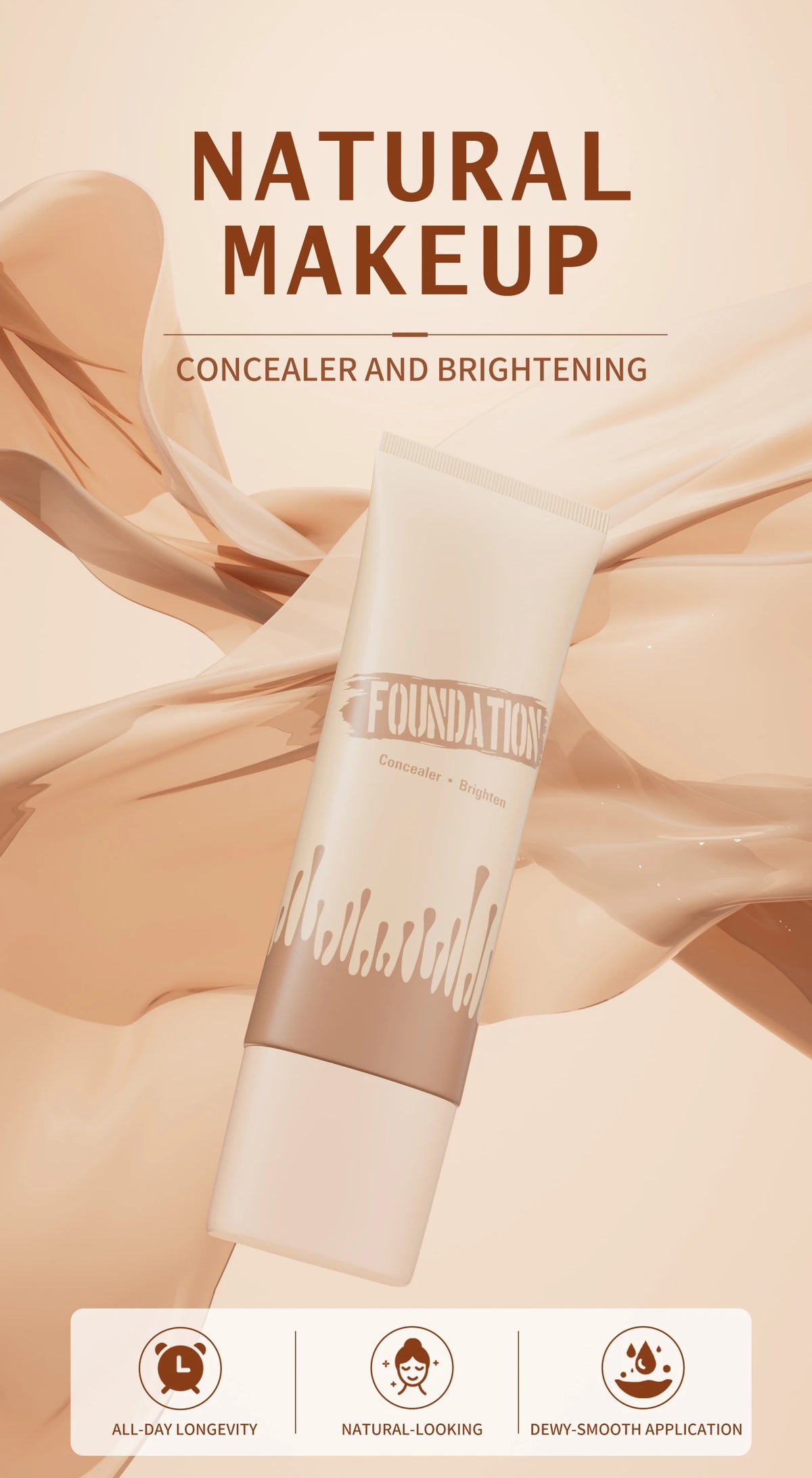 Full Coverage Foundation, Matte Finish Oil-control Liquid Foundation, Covering Blemishes And Dark Spot, Concealer Cream