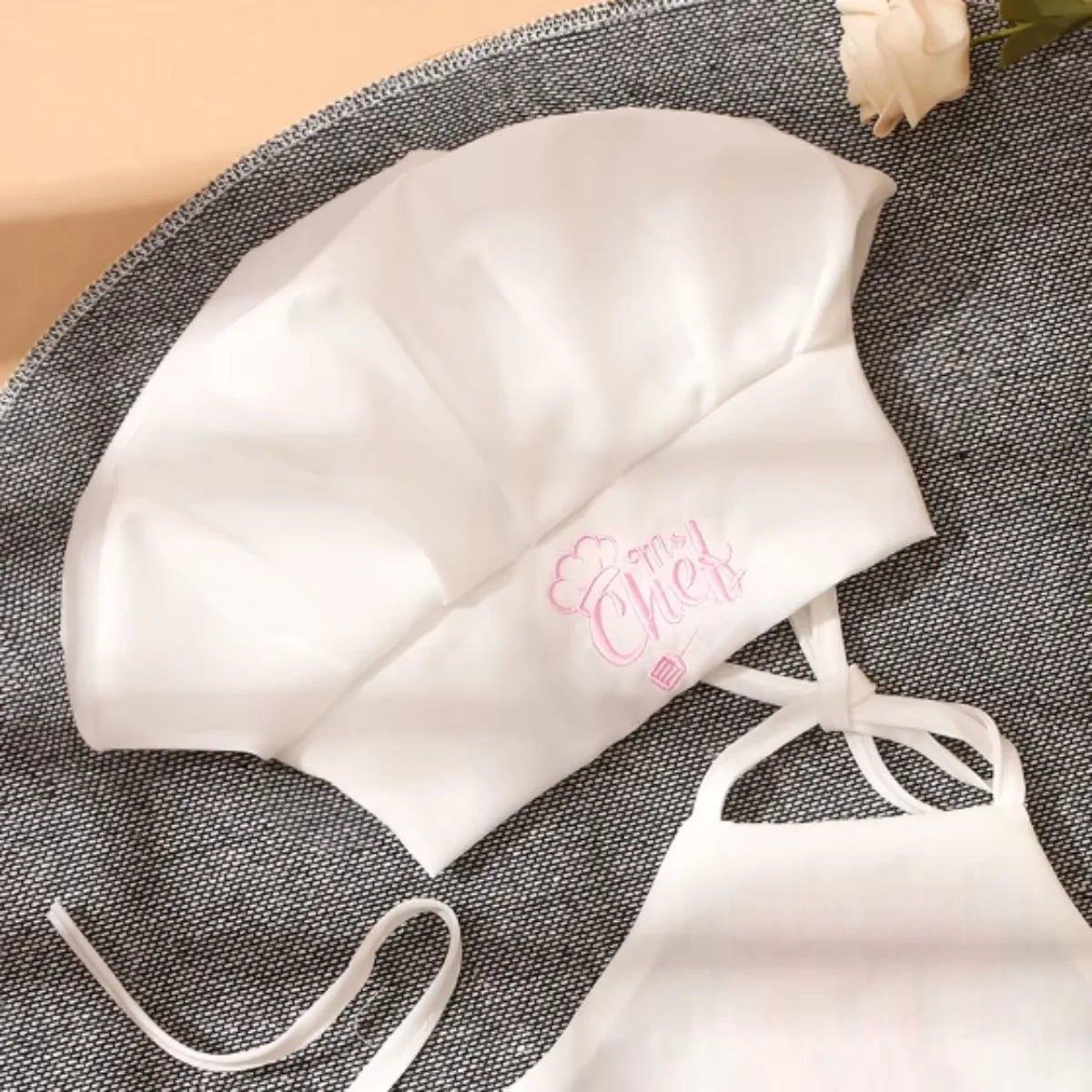 Ylsteed 2 Pcs Set Cute Baby Chef Apron and Hat Infant Kids White Cook Costume Photography Prop Newborn Hat Apron-HD