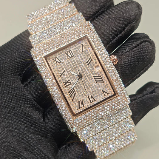 2025 Hot Luxury Brand Quartz Diamond Watch For Men Fashion Hip Hop Full Diamond Bling Jewelry Wristwatches Man Dropshipping ﻿