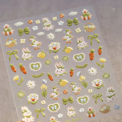 Pink Translucent Peach Jelly Texture 5D Soft Embossed Reliefs Self Adhesive Nail Art Stickers Cute Fruits 3D Manicure Decals