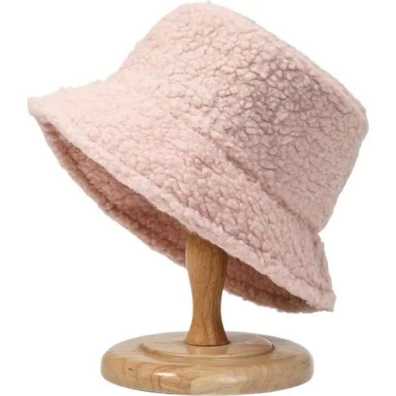 Warm Embroidered Hat Soft Lambswool Bucket Hat For Women Men Winter Warm Knitted Beanie Cap Soft Warm Thick Fisherman Hat