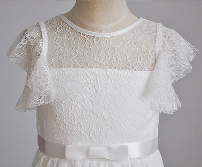 HETISO Chiffon Flower Girl Dresses Hollow Lace Kids Weddings Performance Party Pageant Gowns Junior Bridesmaid Dress 4-13 Years