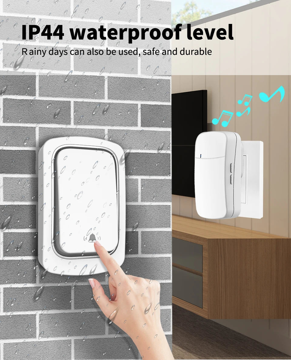 Self-Powered Wireless Doorbell, Household Anti-Theft Door Digital Music Chime Remote Control for Elderly Person's Call Device
