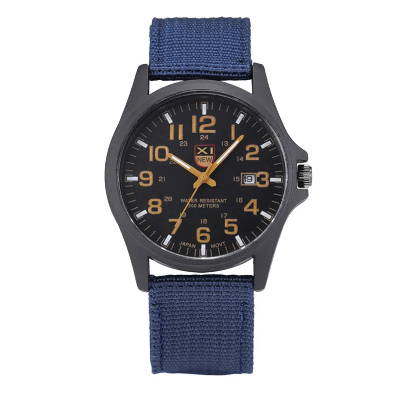Men Genuine XINEW Brand Watches Students Fashion Casual Nylon Band Sports Army Gifts Date Quartz Wrist Watch Black Montre Homme
