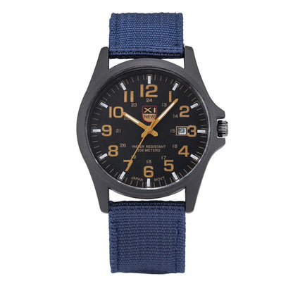 Men Genuine XINEW Brand Watches Students Fashion Casual Nylon Band Sports Army Gifts Date Quartz Wrist Watch Black Montre Homme