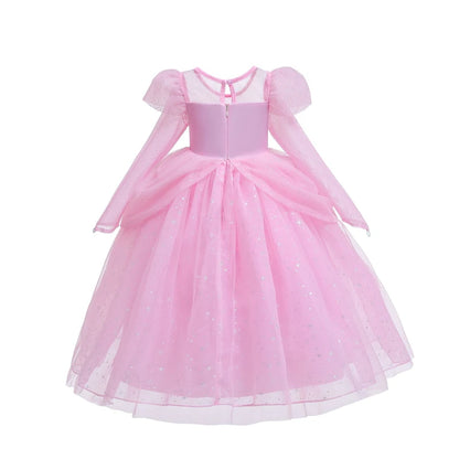 Elsa Cosplay Costume Kids Layers Deluxe Ball Gown Princess Dresses Aurora Christmas Wedding Evening Dress Girls Princess Dresses
