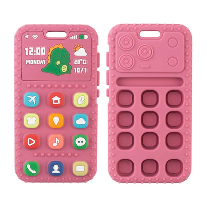 Baby Dinosaur Phone Teething Toy Food Grade Silicone Chew Molar Stick BPA Free Boilable Cute Toddler Teether Soothing Gum Relief