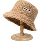 Warm Embroidered Hat Soft Lambswool Bucket Hat For Women Men Winter Warm Knitted Beanie Cap Soft Warm Thick Fisherman Hat