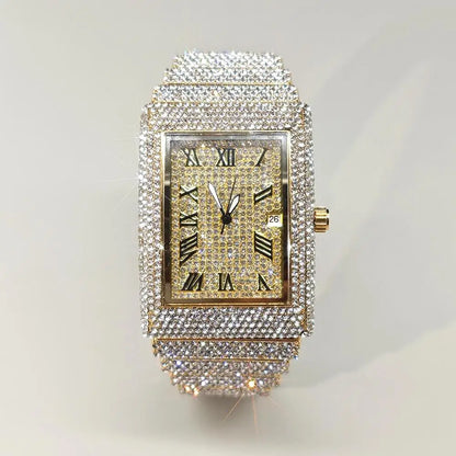 2025 Hot Luxury Brand Quartz Diamond Watch For Men Fashion Hip Hop Full Diamond Bling Jewelry Wristwatches Man Dropshipping ﻿