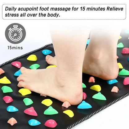 Foot Massage Mat Reflexology Walk Stone Road Acupressure Acupoint Mat For Long Sitting, Elderly & Students