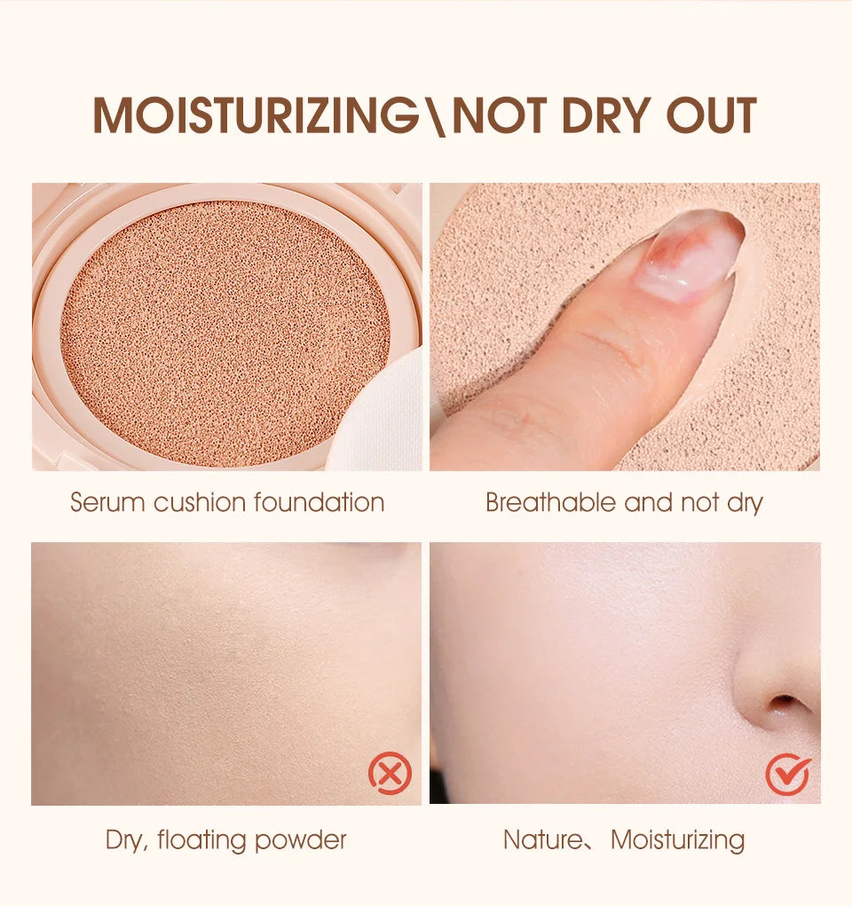 O.TWO.O Air Cushion BB Cream 3 Colors Fuller Coverage Waterproof Long-lasting Concealer Cushion Compact With Puff Face Makeup