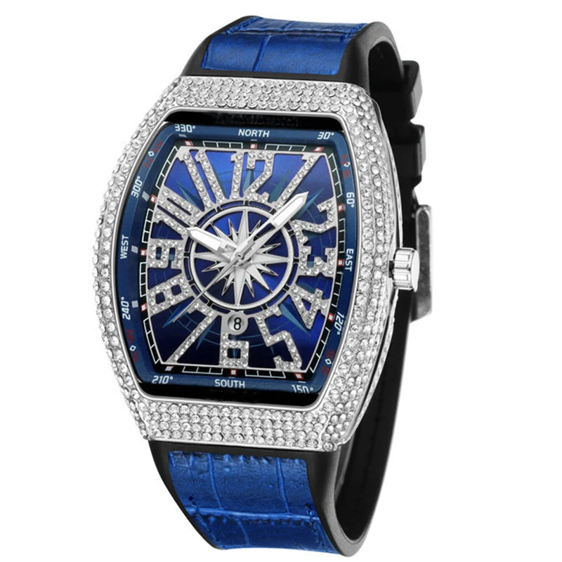 Top Brand Luxury Watch Men Classic Tonneau Case Calendar Quartz Watch for Men Male Clock Hombre Relogio Masculino 2023 New