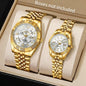 2PCS Fashion Couple's Watches Set Luxury Rhinestone Roma Dial Women Quartz Watch Men Calendar Business Wristwatches（Without Box）
