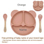 Feeding Set Silicone For Baby Sucker Bowl Dishes Plate For Kids Bear Plate Set Baby Tableware Children's Cup With Straw 8Pcs
