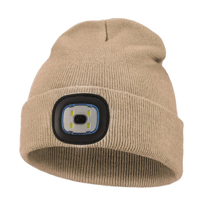 For Woman Cap Night Running Fishing Riding Sports Teenager Beanies Winter Men Beanie Hat with LED Light Rechargeable Knitted Hat