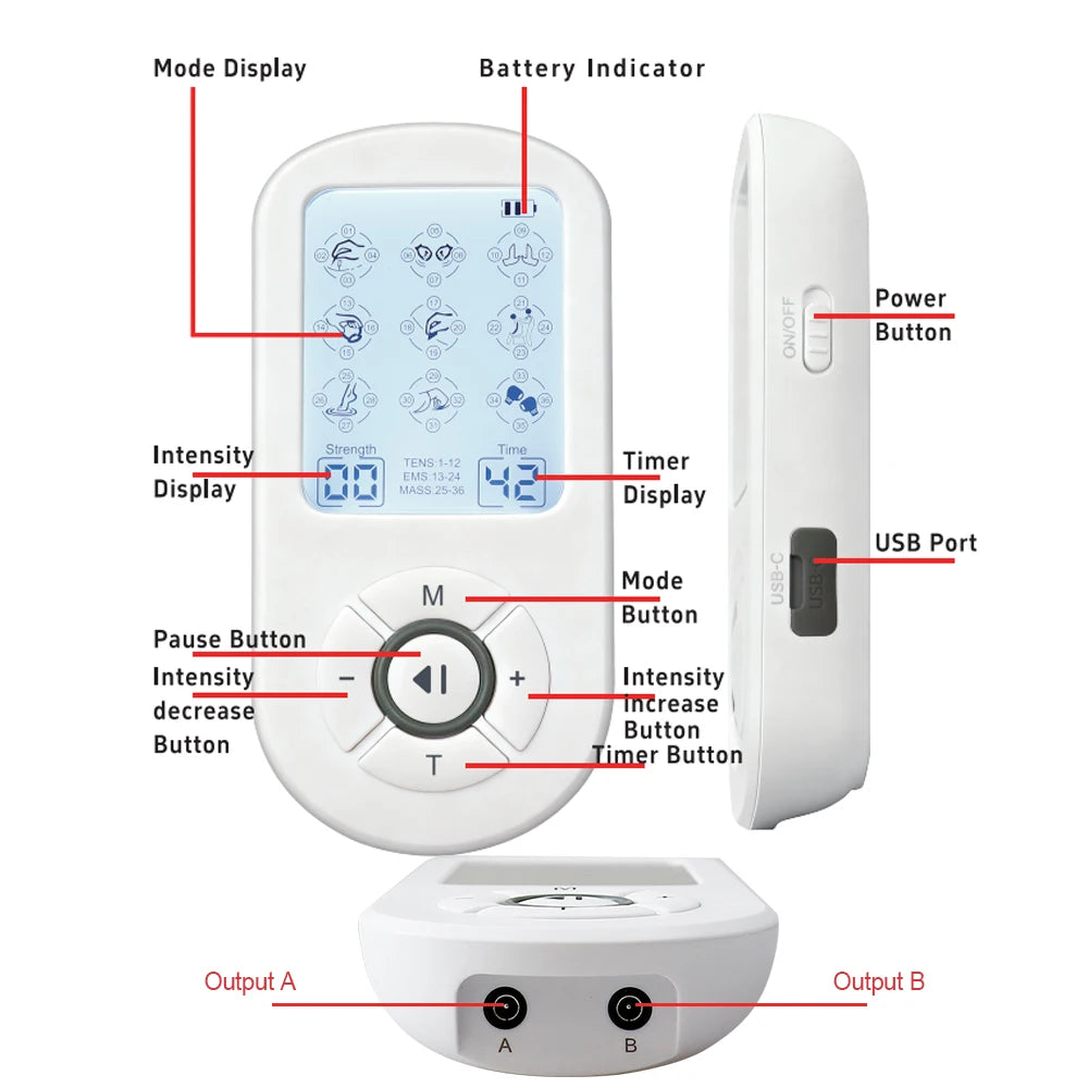 36Modes Electrical EMS Muscle Stimulator Tens Massage Digital Apparatus Pulse Slimming Acupuncture Full Body Relax Massager