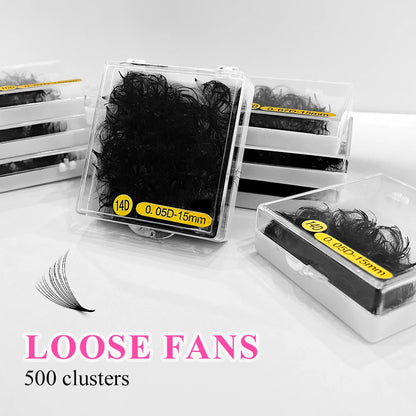 ABONNIE 500 Fans Loose Fan 6D-20D Pointy Base Premade Fans Sharp Thin Slim Medium Stem Volume Russian Eyelashes Extensions