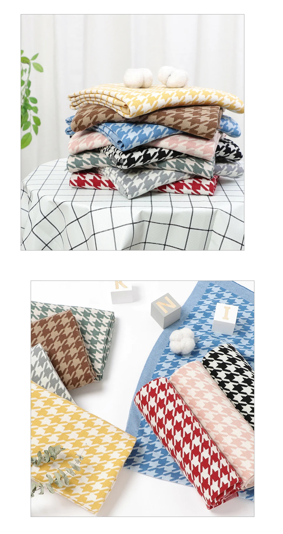 Baby Blankets Newborn Cotton Swaddle Wrap Plaid for Infant Kids Boys Girls Ultra-Soft Reversible Knitted Toddler Receiving Mats