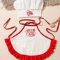 Ylsteed 2 Pcs Set Cute Baby Chef Apron and Hat Infant Kids White Cook Costume Photography Prop Newborn Hat Apron-HD
