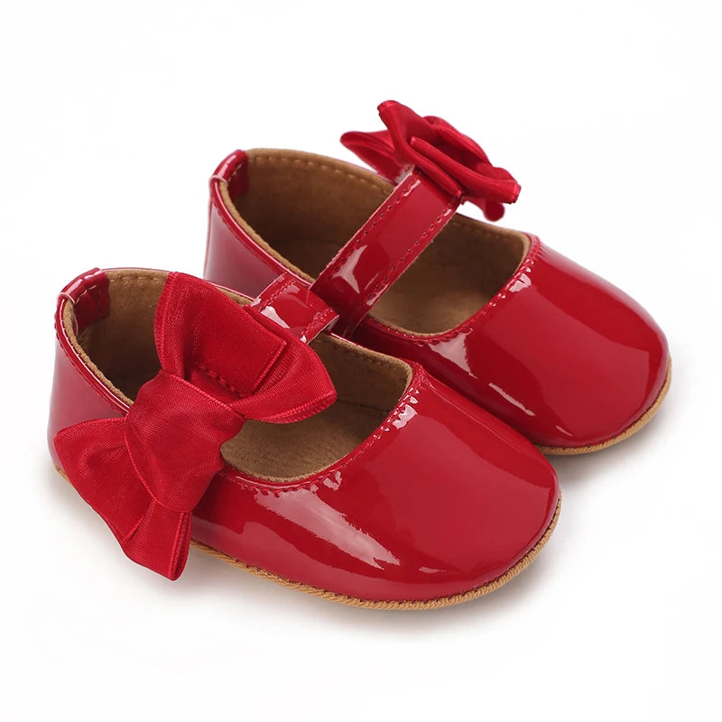 Toddler Girls' Fashionable Bowknot Princess Shoes, Comfortable Soft Mary Jane Flat Shoes Suitable For Parties And Various Activi