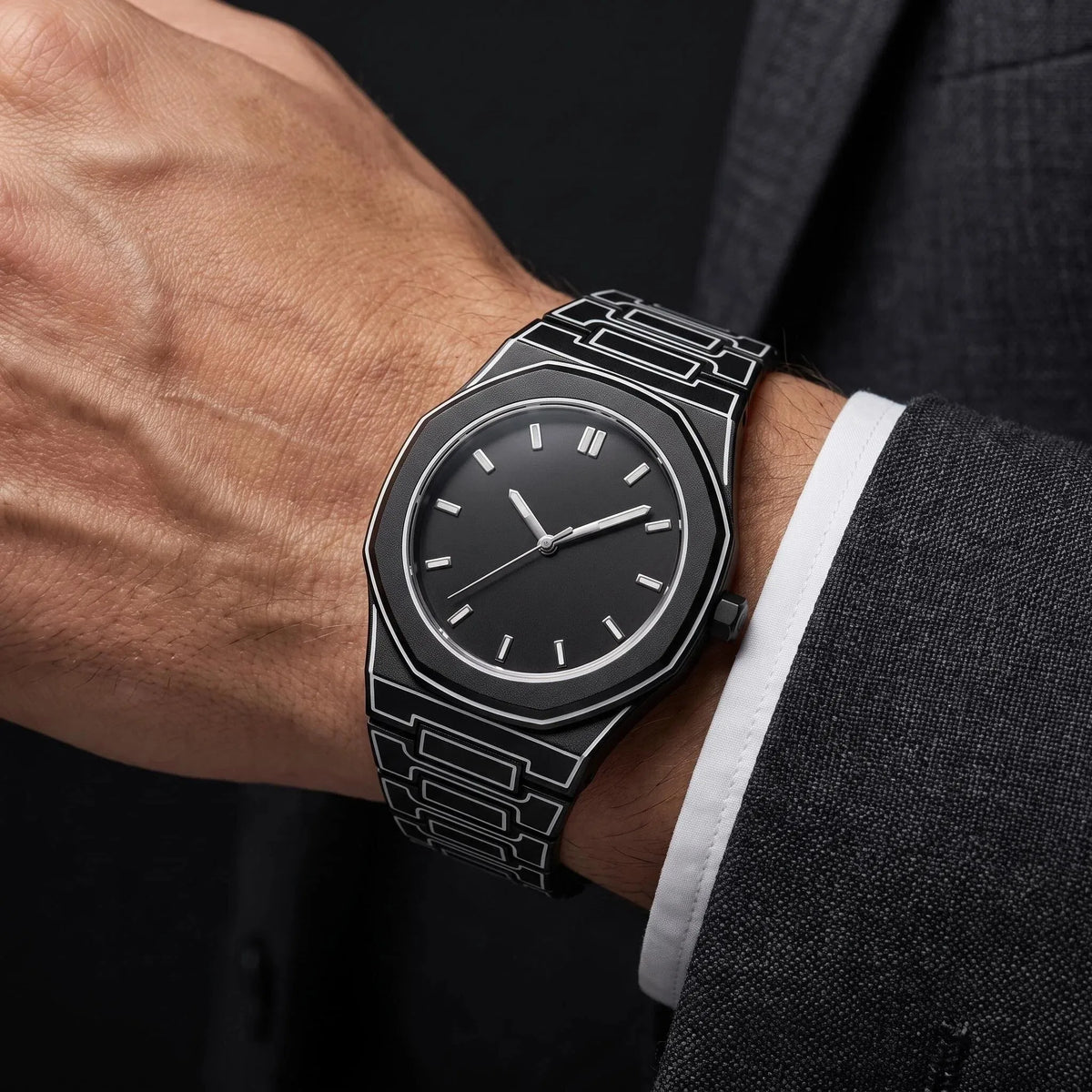 Rebirth Octagonal Comic-Style Watch, Two-Dimensional Line Art Quartz Watch, Simple Unisex Waterproof Watch for Both Men and Women