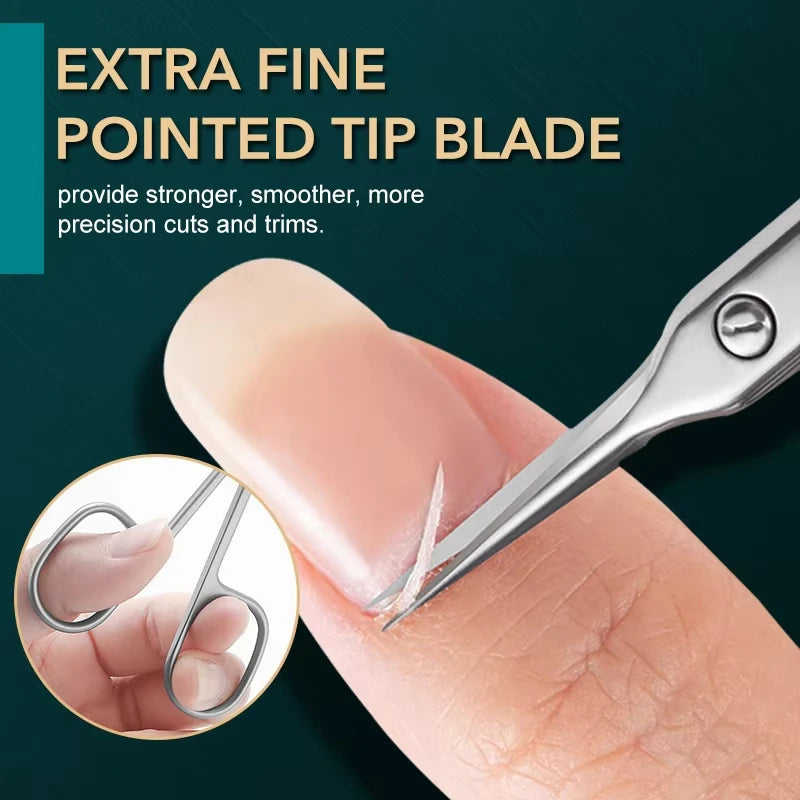 Professional Russian Manicure Scissors Cuticle Regrowth Cut Curved Tip Nail Pedicure Grooming Stainless Steel Dead Skin Remover