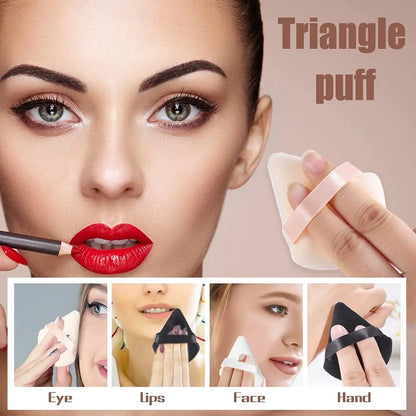10PCS Triangle Finger Makeup Puff Soft Sponge Blender Wet Dry Powder Puff Reusable Portable Daily Face Cosmetic Beauty Tools