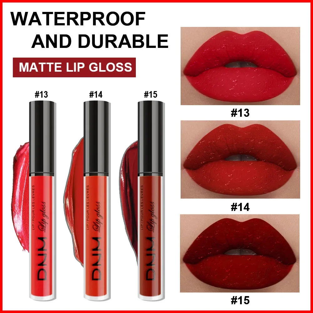DNM 3PCS Liquid Lipstick Sets Waterproof Matte Black Blue Purple Blue Sexy Lip Gloss Long Lasting Nude Lip Tint Stain Makeup Kit