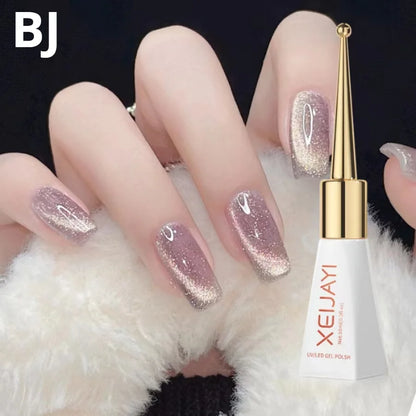 XEIJAYI Sparkling Glass Bead Cat Eye Gel Nail Polish Reflective Magnetic Gel Nude Color uv Permanent Seedling Varnish Nail Art