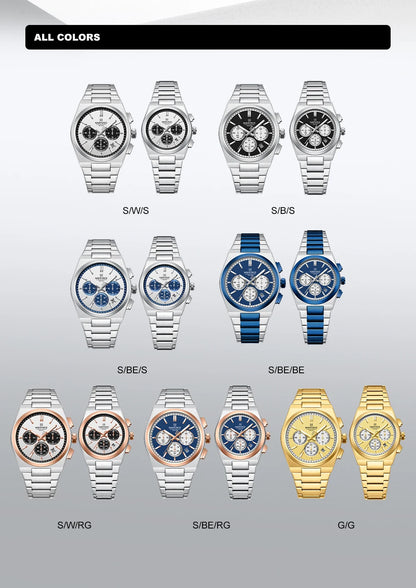 Top Brand NAVIFORCE Men and Women Quartz Chronograph Watch Stainless Band Stylish 24 Hours Date Display Couple Wristwatches 2024
