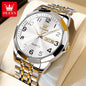 OLEVS 9970 Couple Watch For Men Women Luxury Number Dial Rhombus Mirror Quartz Hand Clock Stainless Steel Original Dress Watches