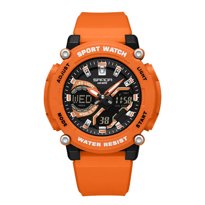 SANDA Outdoor Men's Electronic Wristwatch Large Dial Multifunctional Waterproof Luminous Alarm Military Sports Watch
