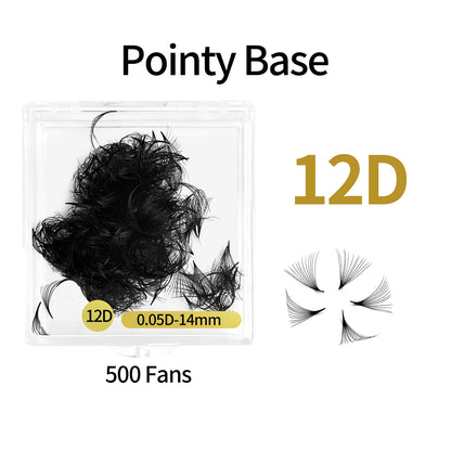 ABONNIE 500 Fans Loose Fan 6D-20D Pointy Base Premade Fans Sharp Thin Slim Medium Stem Volume Russian Eyelashes Extensions
