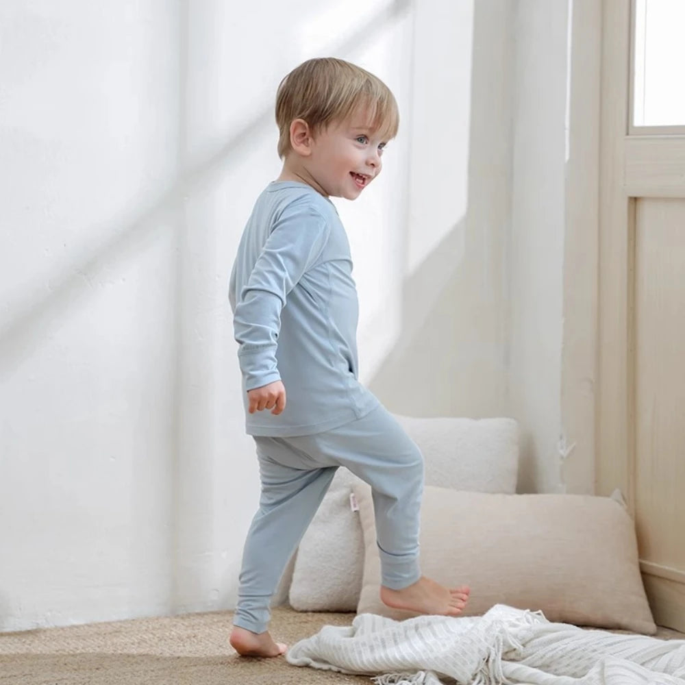 2026 Kids Pajamas Sets Bamboo Fiber Clothes Hight Elasticity Breathable Sleepwear Set For 1-7T Boy Girl Loungewear Suit