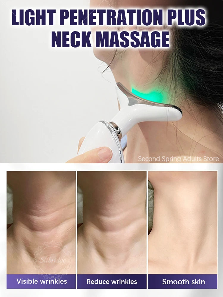 7-Color LED Neck Beauty Device Electric Face Neck Massager EMS Microcurrent Lift Skin Care Beauty Instrument for Women Home Use