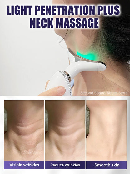 7-Color LED Neck Beauty Device Electric Face Neck Massager EMS Microcurrent Lift Skin Care Beauty Instrument for Women Home Use